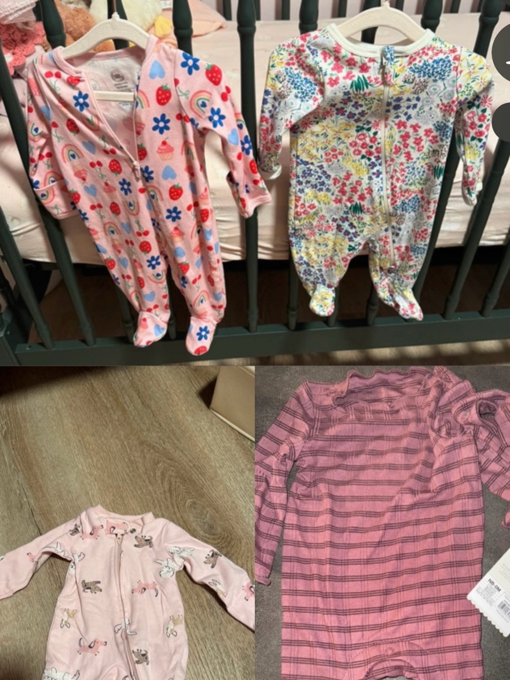 cloud island Pink Floral & Patterned Baby Pajama Bundle